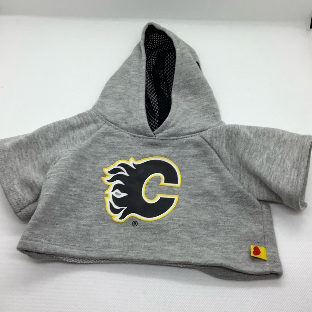 Build A Bear Gray Calgary Flames NHL Hoodie with Black and Yellow Logo BABW